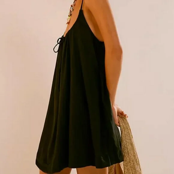 Free People | Dresses | Free People Rae Mini Black Swingy Scoop Neck Dress  New | Poshmark